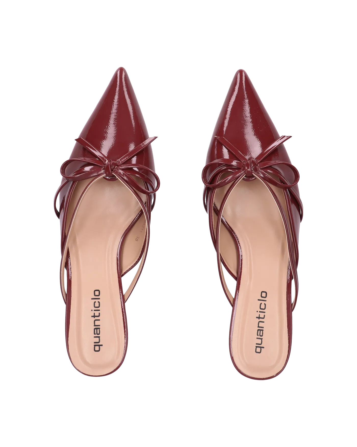 MINNY - décolleté in glassy bordeaux con fiocco e tacco basso