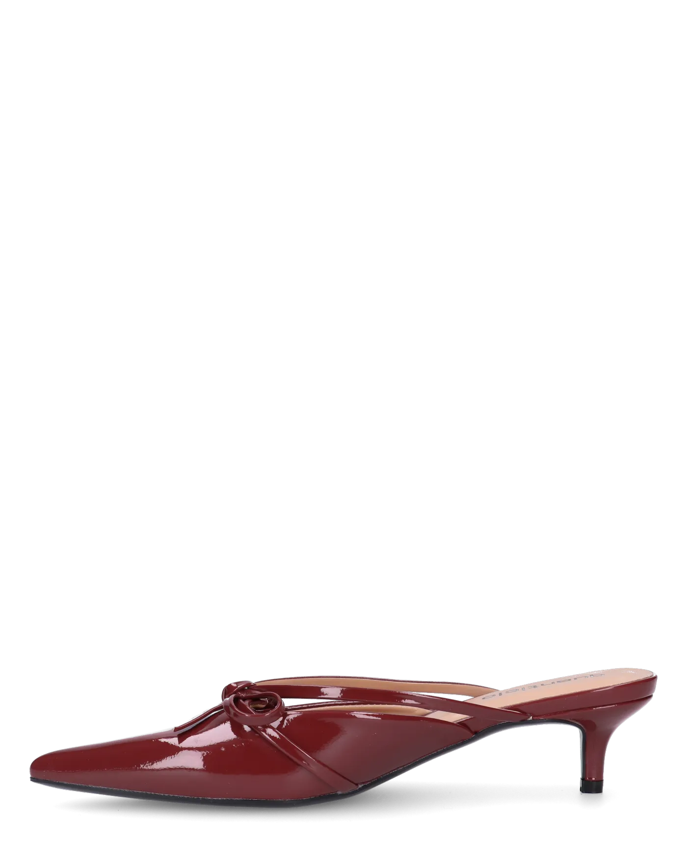 MINNY - décolleté in glassy bordeaux con fiocco e tacco basso