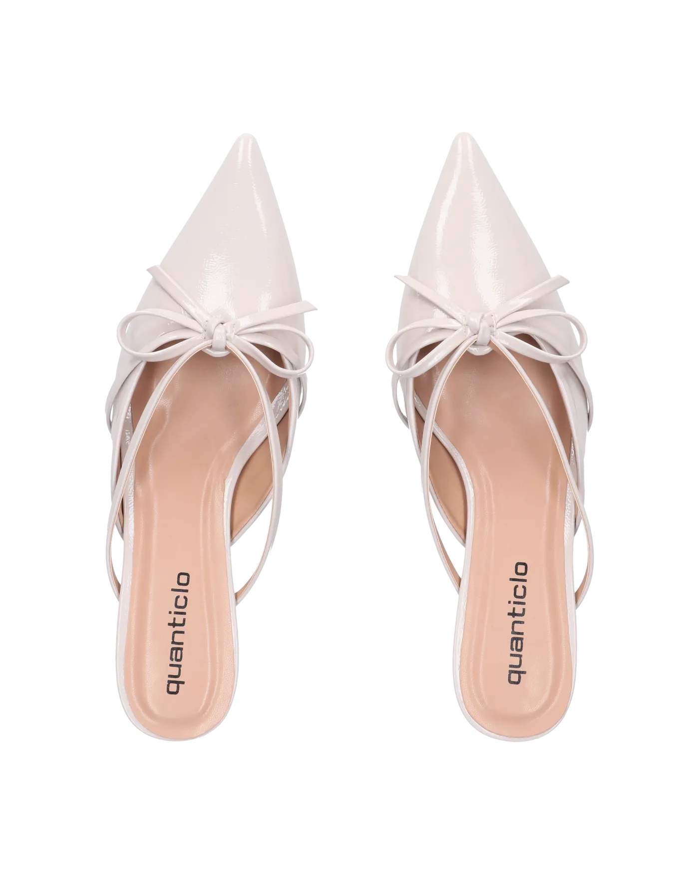 MINNY - décolleté in glassy grigio chiaro con fiocco e tacco basso