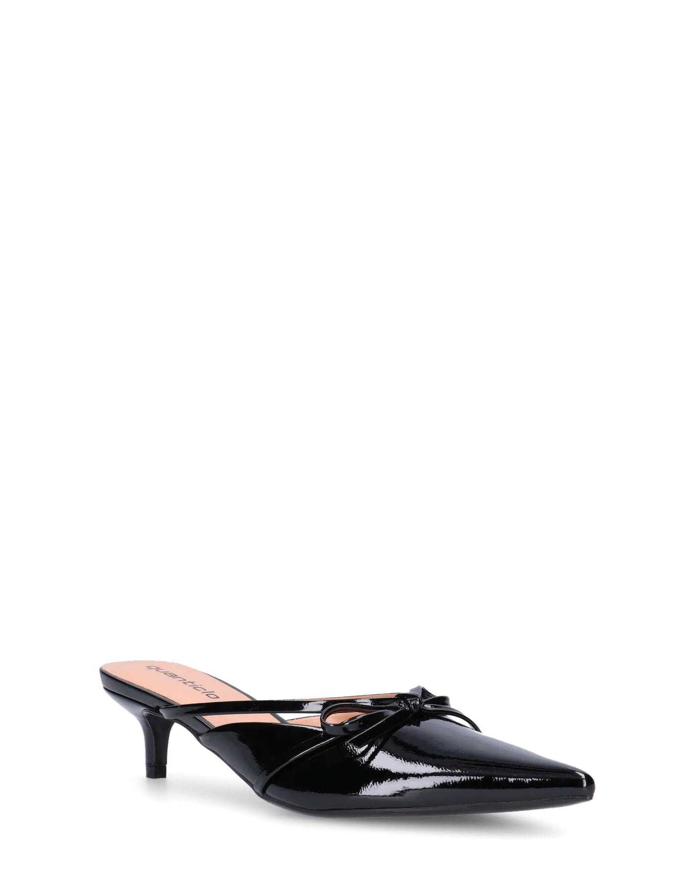 MINNY - décolleté in glassy nero con fiocco e tacco basso