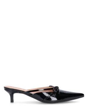 MINNY - décolleté in glassy nero con fiocco e tacco basso
