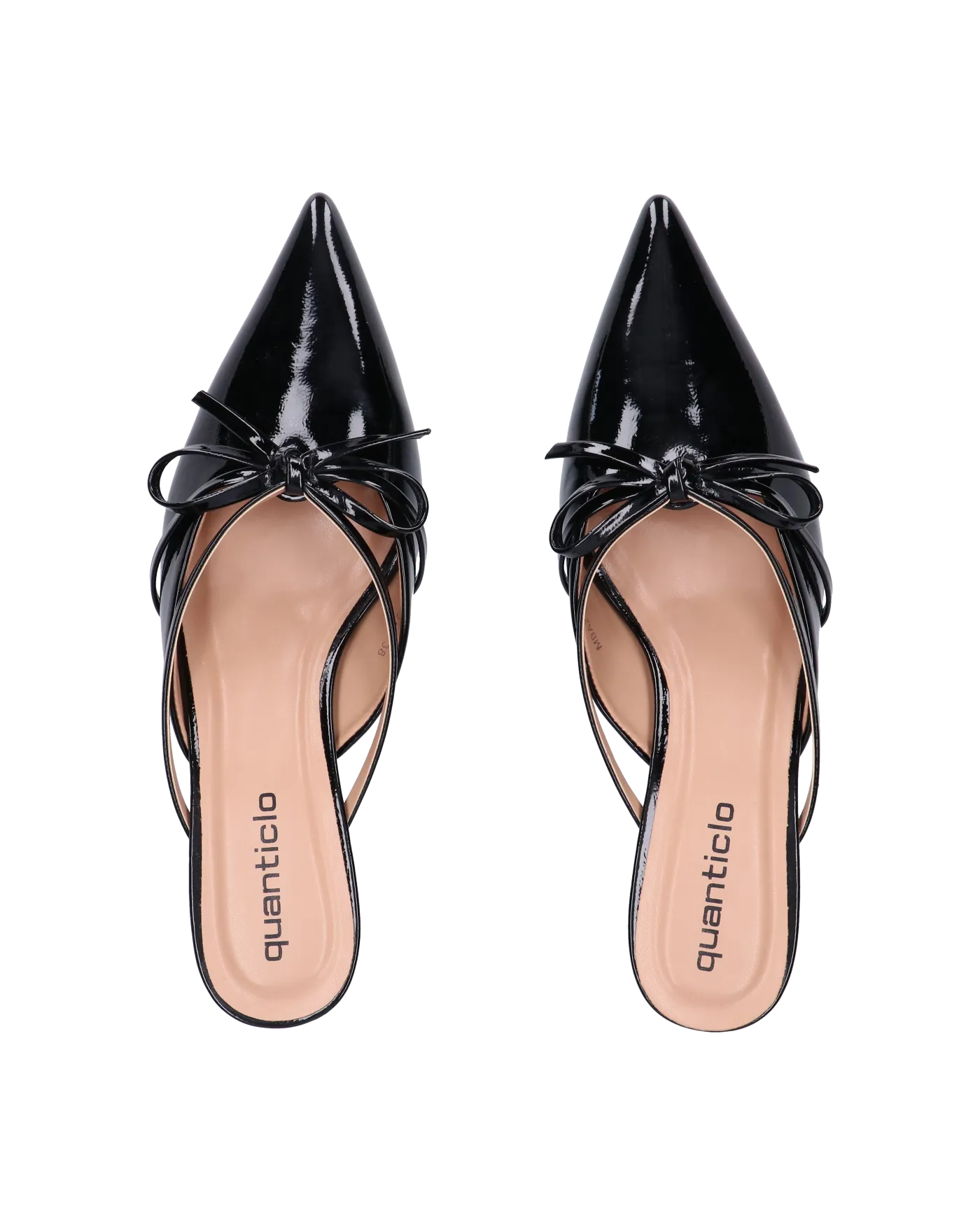 MINNY - décolleté in glassy nero con fiocco e tacco basso