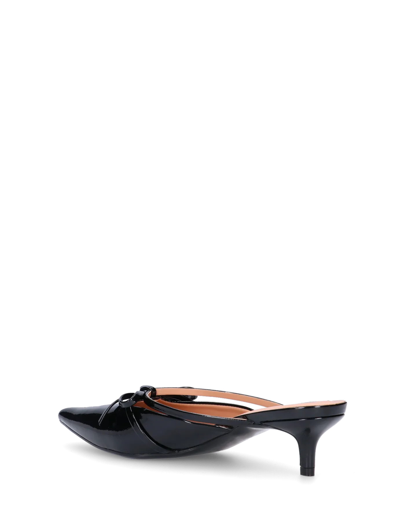 MINNY - décolleté in glassy nero con fiocco e tacco basso