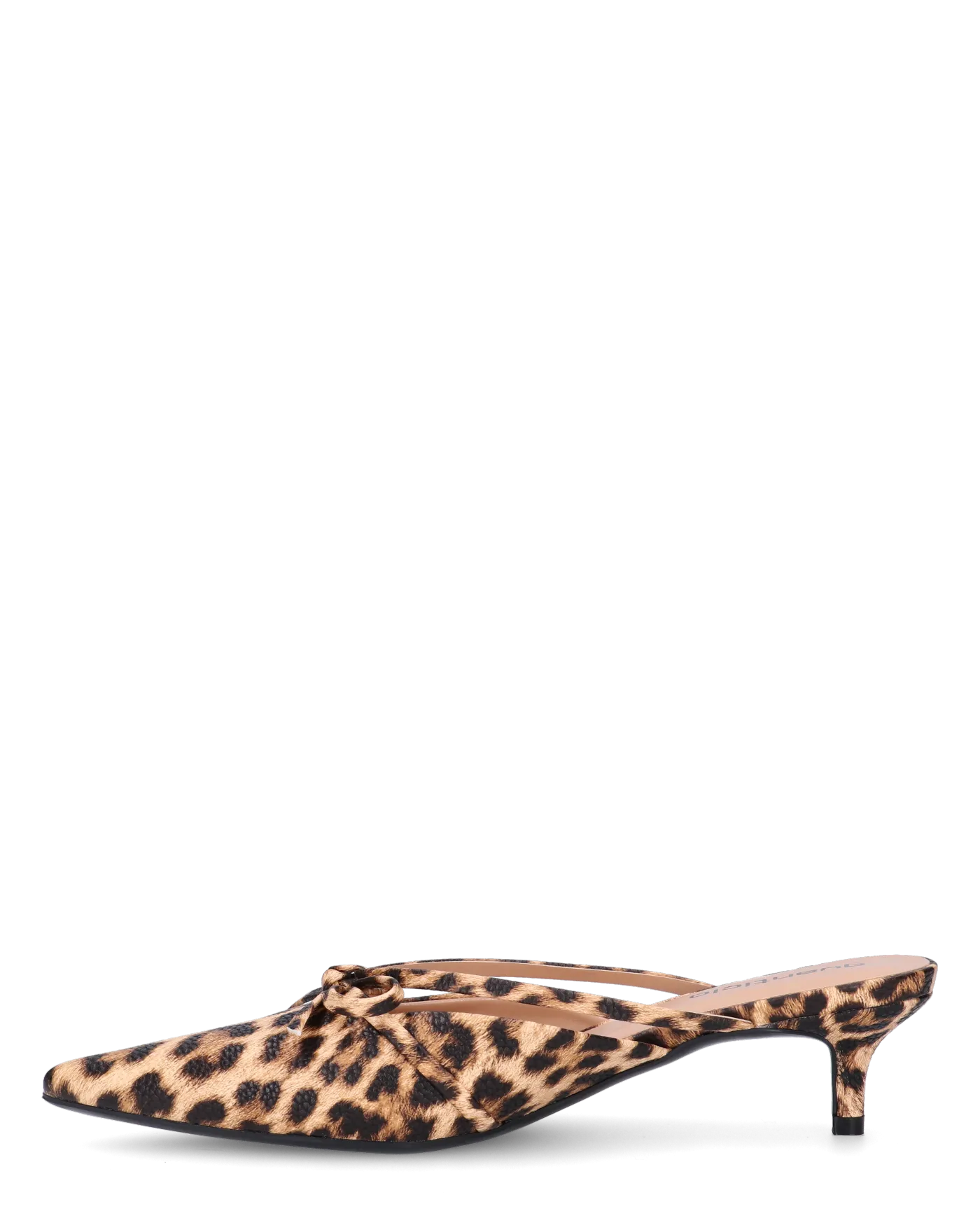 MINNY - décolleté in simil pelle leopardata con fiocco e tacco basso