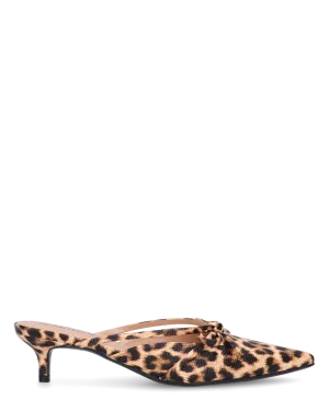 MINNY - décolleté in simil pelle leopardata con fiocco e tacco basso