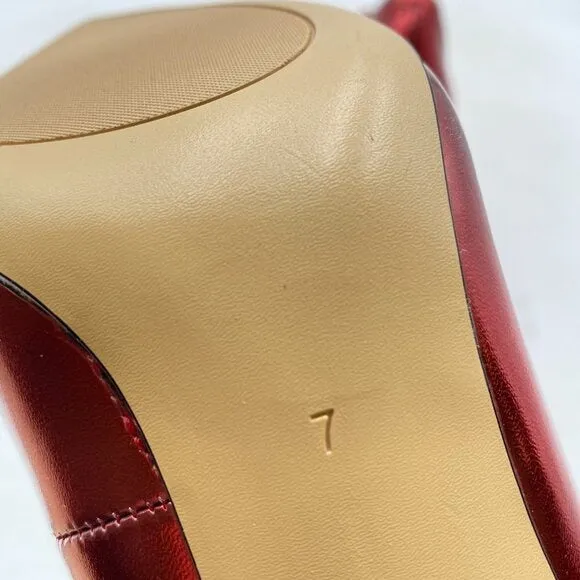 Miss Left Burgundy High Heel Loafer Pumps with Trim Pointed Toe Slip On Shoes