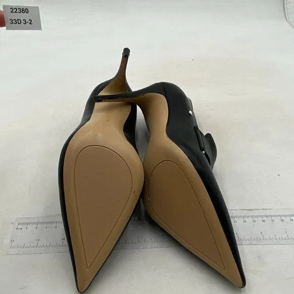 miss left Women Stiletto High Heel Loafer Pump with Trim Pointed Toe Black Shoes