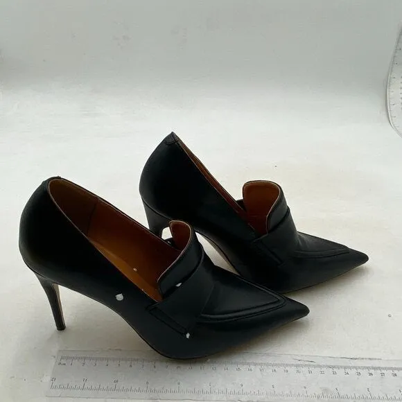 miss left Women Stiletto High Heel Loafer Pump with Trim Pointed Toe Black Shoes