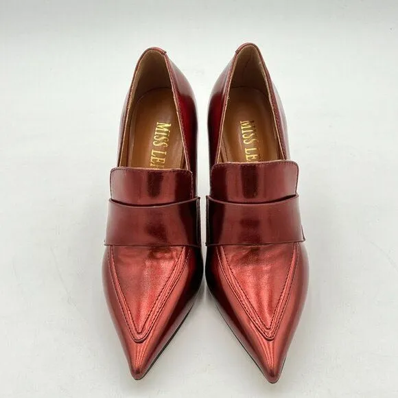 Miss left Women Stiletto High Heel Loafer Pumps with Trim Closed Pointed Toe Sli