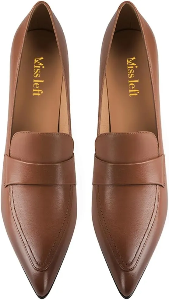 miss left Women Stiletto High Heel Loafer Pumps with Trim Closed Pointed Toe Slip on Basic Office Dress Shoes Size 4-16 US