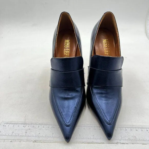 miss left Women Stiletto High Heel Loafer Pumps with Trim Closed Pointed Toe
