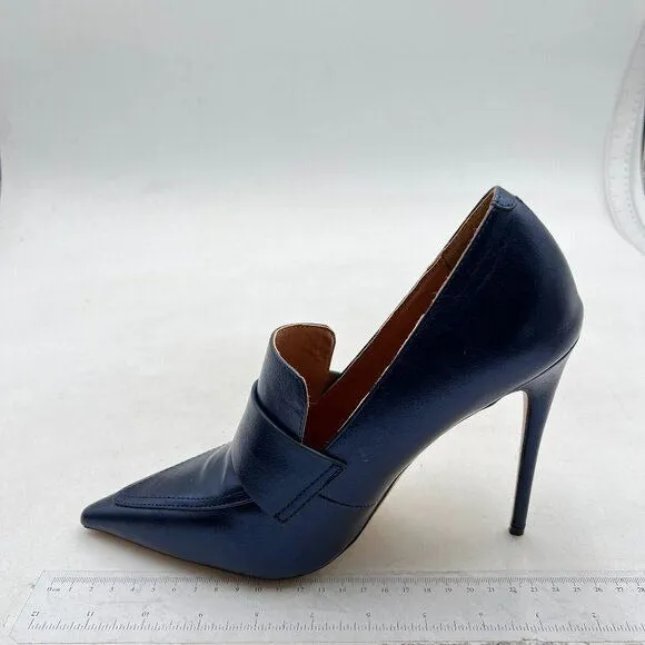miss left Women Stiletto High Heel Loafer Pumps with Trim Closed Pointed Toe