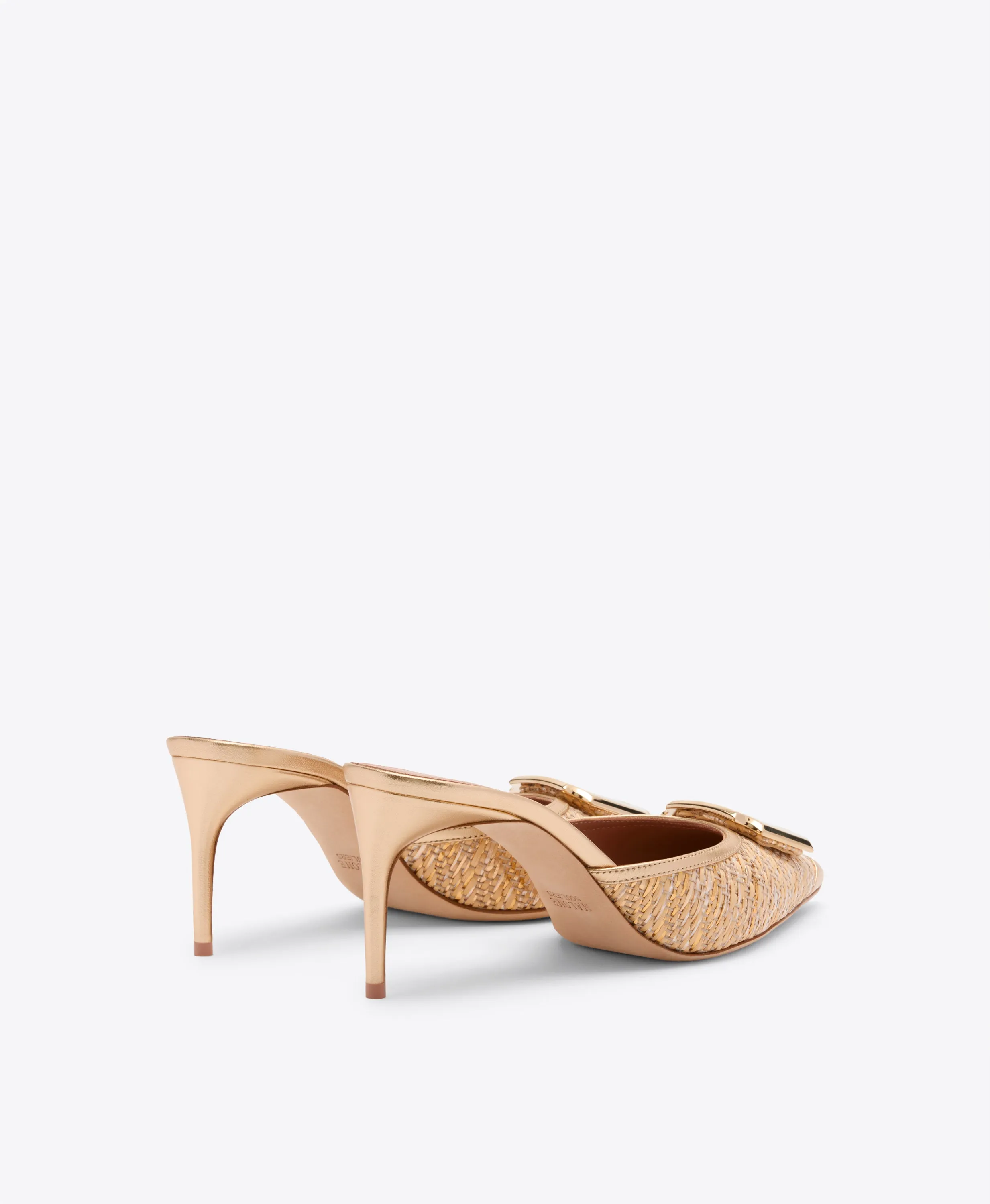 Mona 70 Gold Metallic Raffia Mules
