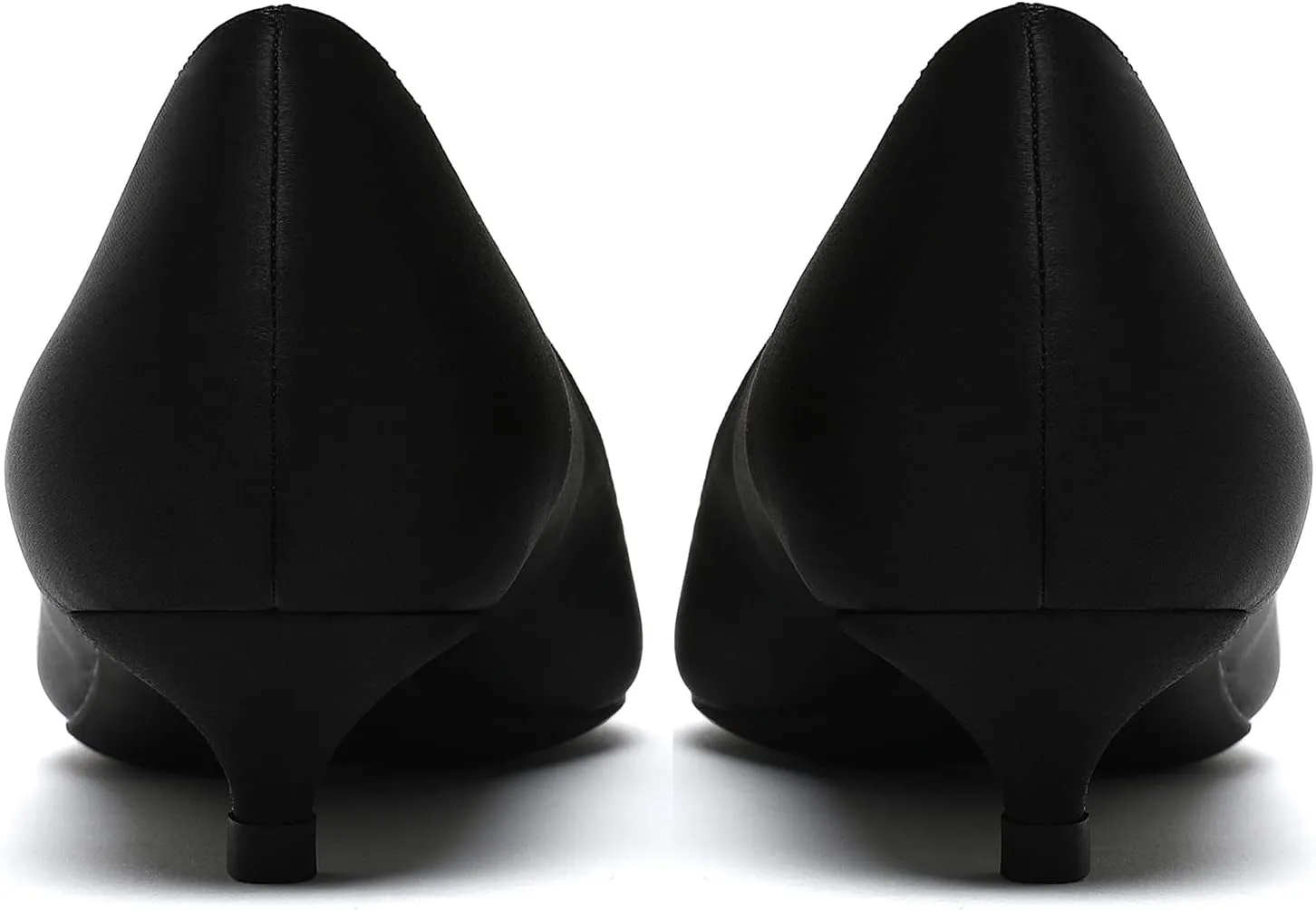 MOOMMO Low Kitten Heel Pumps for Women Pointed Toe Satin Dress Shoes Slip On 1 Inch Low Heel Work Pumps Comfy Basic Casual Office Evening Party Bridal Pump Shoes 4-13 M US