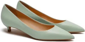 MOOMMO Low Kitten Heel Pumps for Women Pointed Toe Satin Dress Shoes Slip On 1 Inch Low Heel Work Pumps Comfy Basic Casual Office Evening Party Bridal Pump Shoes 4-13 M US