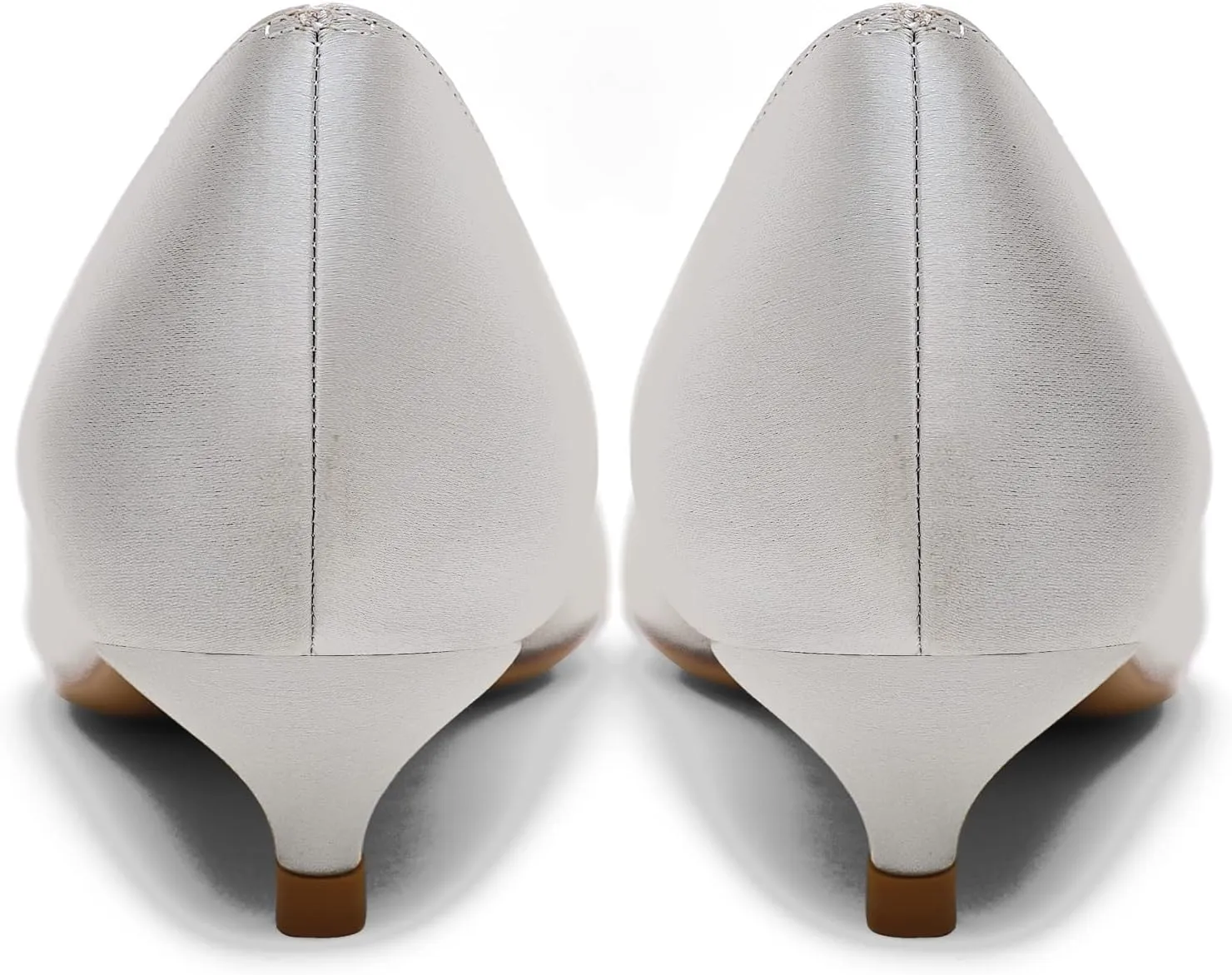 MOOMMO Low Kitten Heel Pumps for Women Pointed Toe Satin Dress Shoes Slip On 1 Inch Low Heel Work Pumps Comfy Basic Casual Office Evening Party Bridal Pump Shoes 4-13 M US
