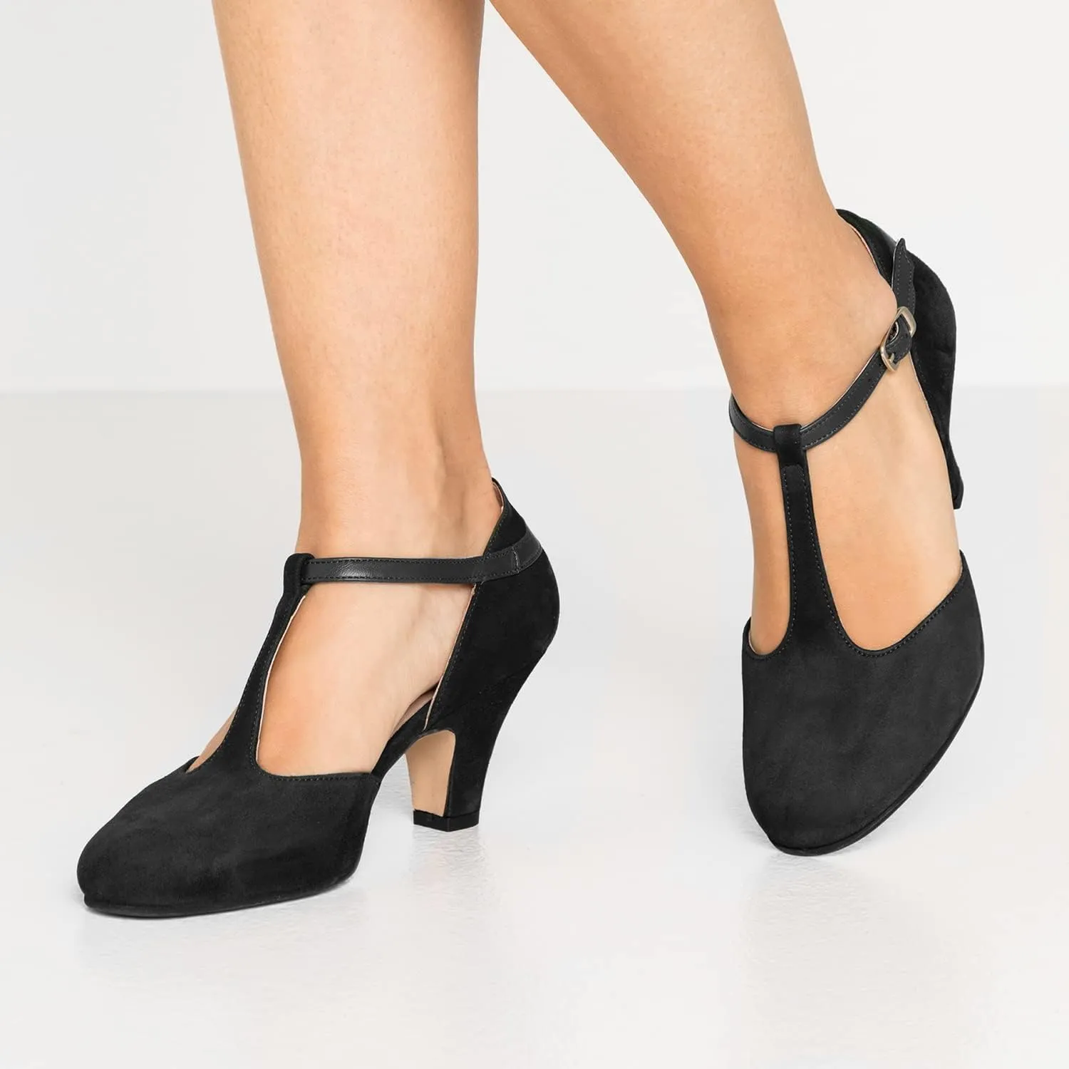 MOOMMO Women Elegant Kitten Heel Mary Jane Pumps Shoes Ankle T-Strap Round Closed Toe Cut-Out Dress Sandals Shoe Chunky Block Heels D-Orsay Suede Work Pump Fall fashion Office Wedding Spring 4-13 M US
