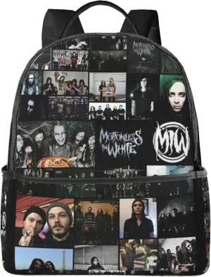Motionless Rock In White Unisex Casual Backpack Lightweight Travel Bag Classic Laptop Daypack Backpack Men Women, Black