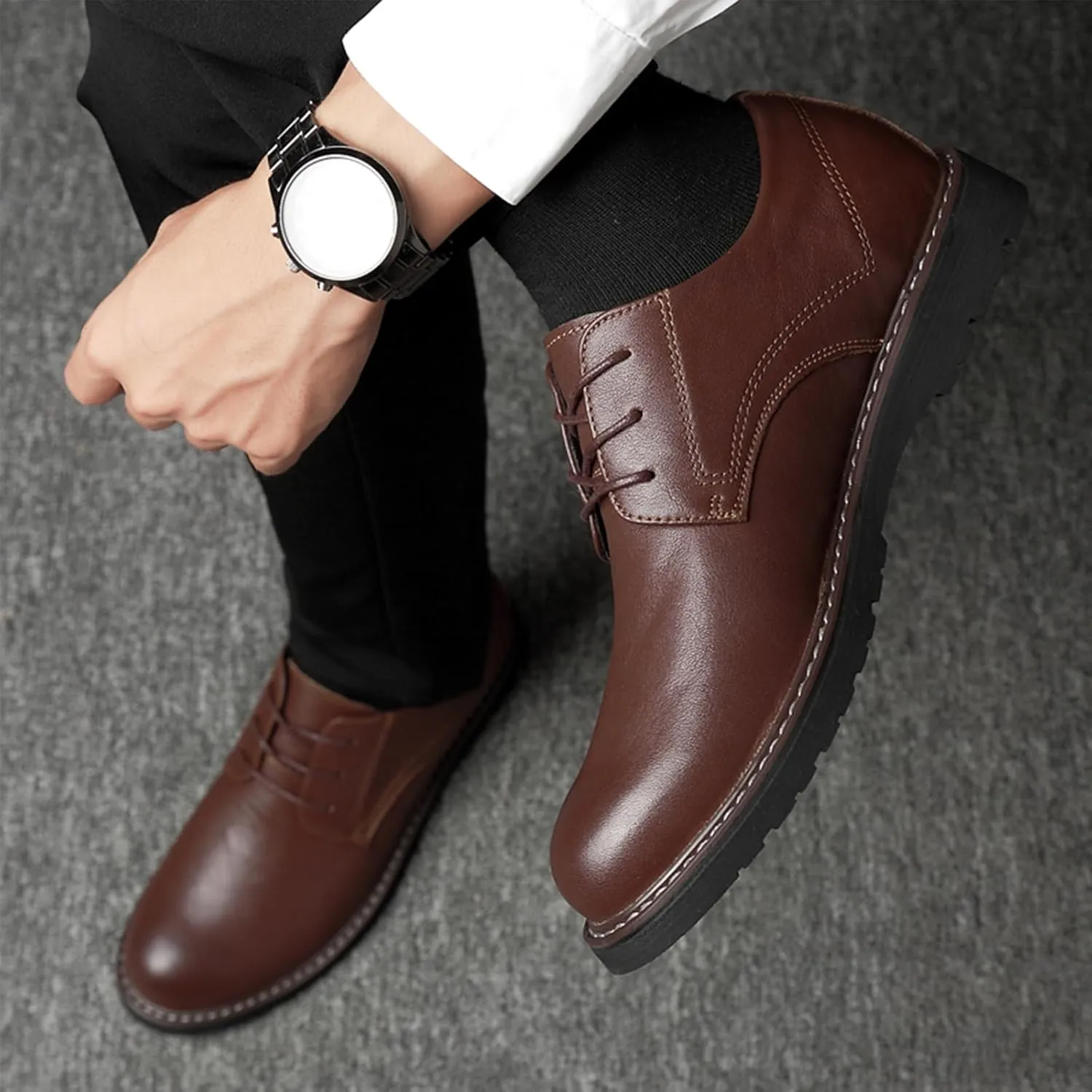 MWX Men's Dress Oxford Shoes Lace Up Formal Oxford Classic Round Toe Casual Shoes