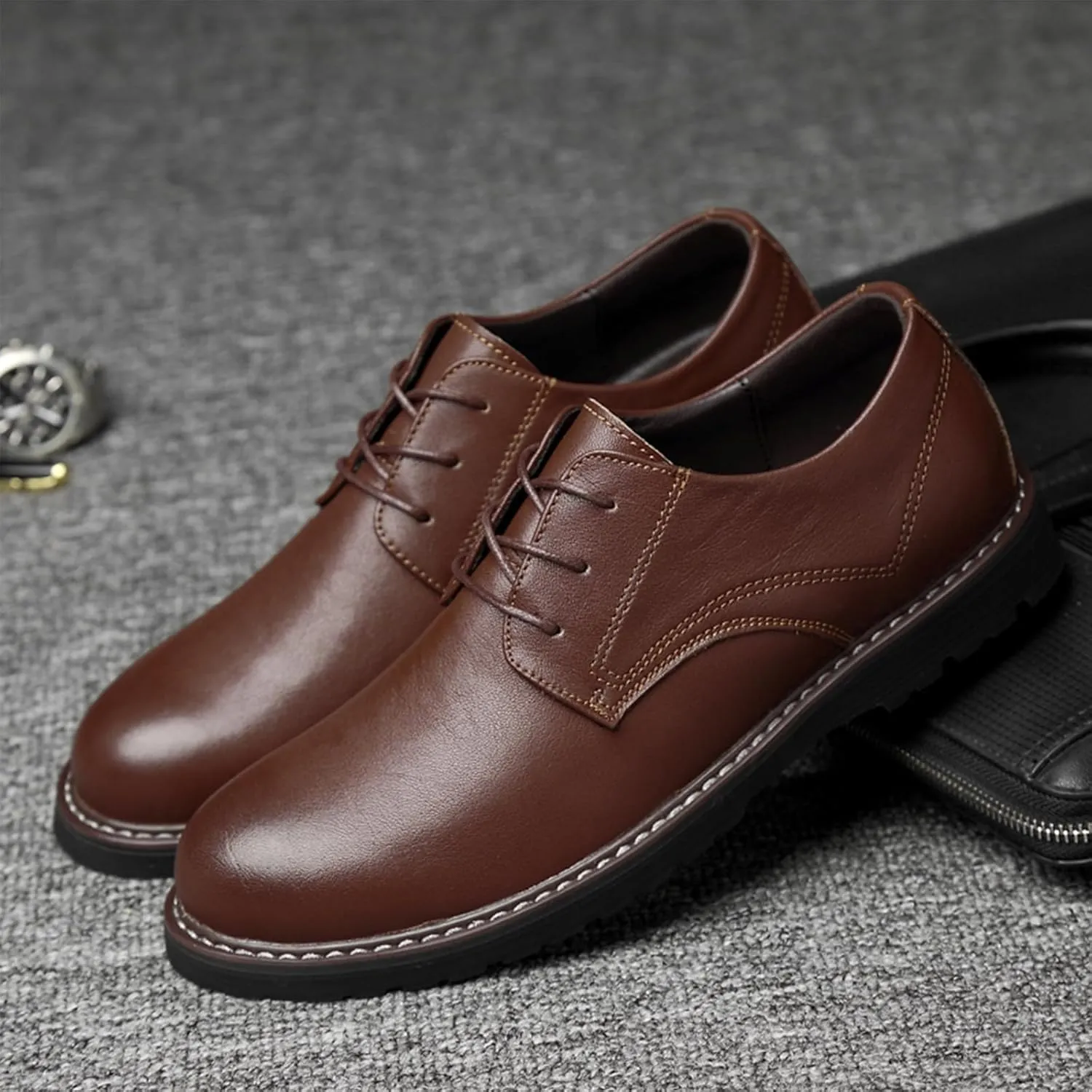 MWX Men's Dress Oxford Shoes Lace Up Formal Oxford Classic Round Toe Casual Shoes