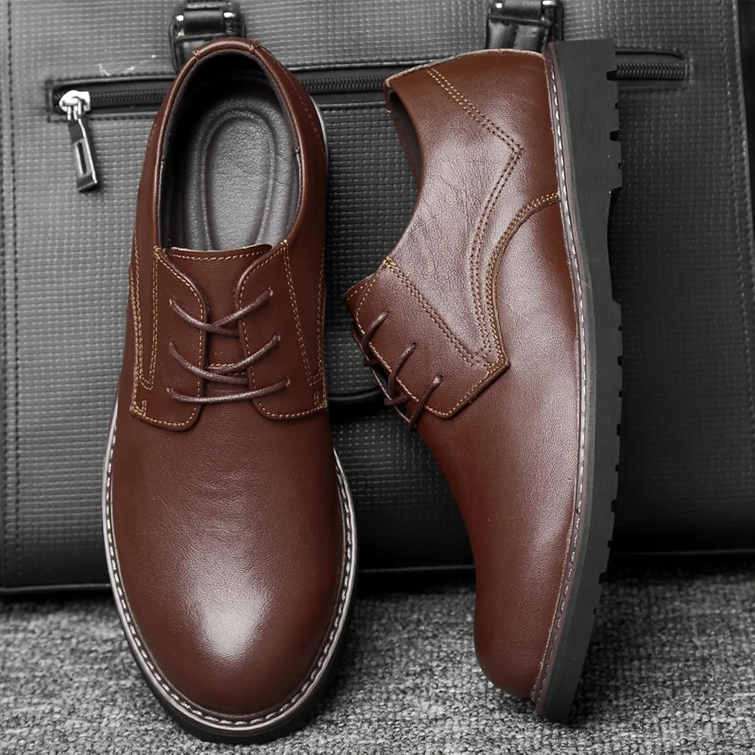 MWX Men's Dress Oxford Shoes Lace Up Formal Oxford Classic Round Toe Casual Shoes
