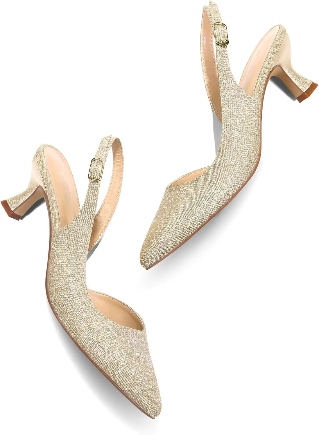 mysoft Women's Pumps Slingback Kitten Heels Pointed Toe Sexy Wedding Party Dress Pump Shoes