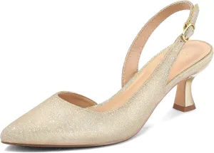 mysoft Women's Pumps Slingback Kitten Heels Pointed Toe Sexy Wedding Party Dress Pump Shoes