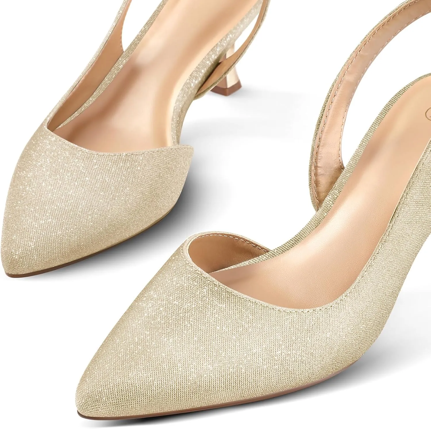 mysoft Women's Pumps Slingback Kitten Heels Pointed Toe Sexy Wedding Party Dress Pump Shoes
