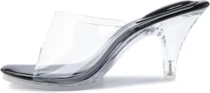 NBUUNBU Silver Clear Heels For Women Dress Shoes Transparent Strap Sexy Stilletos Heels Open Toe High Silver Heeled Sandals Pump Mules