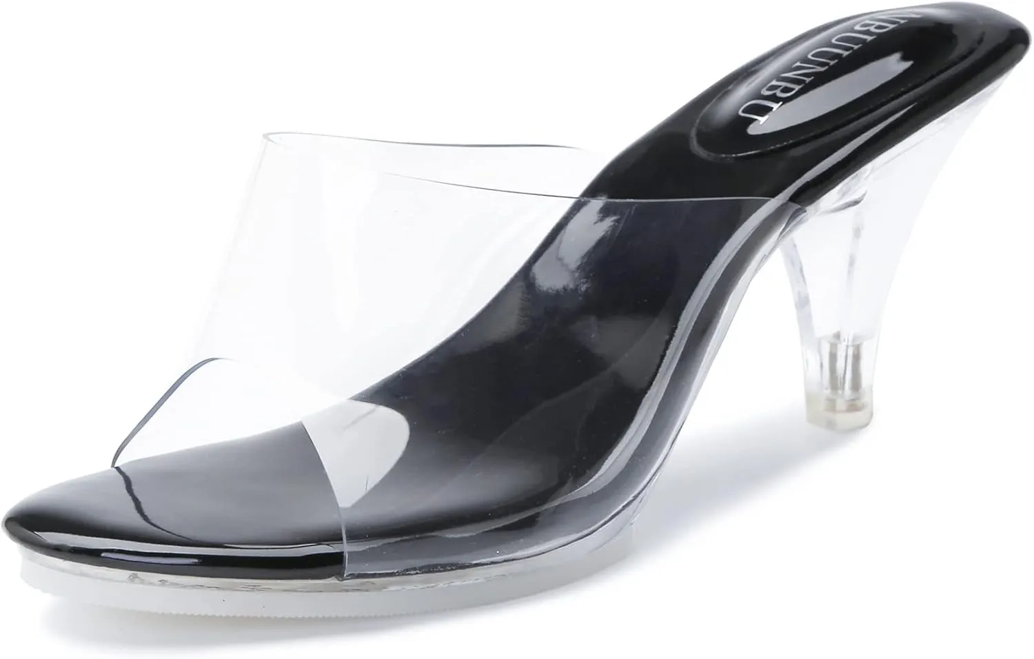 NBUUNBU Silver Clear Heels For Women Dress Shoes Transparent Strap Sexy Stilletos Heels Open Toe High Silver Heeled Sandals Pump Mules