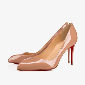 Nude Patent Leather Pointy-Toe Pump