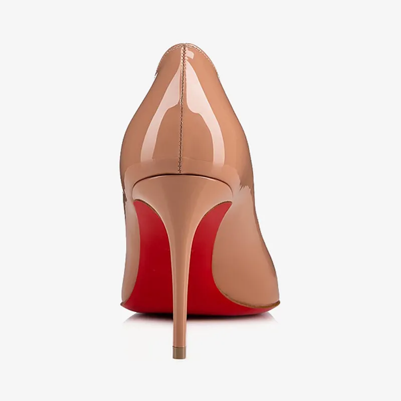 Nude Patent Leather Pointy-Toe Pump
