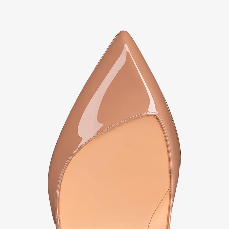 Nude Patent Leather Pointy-Toe Pump