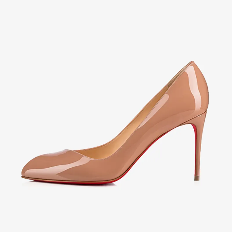 Nude Patent Leather Pointy-Toe Pump
