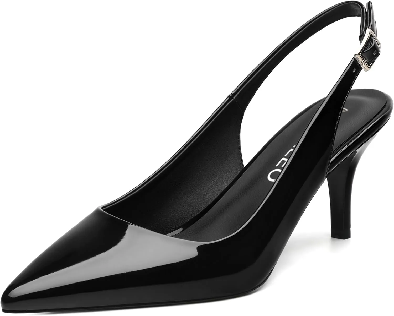 NUMALEO Slingback Heels for Women Pointed Close Toe Kitten Heels Patent Pumps Dress Party Comfy Stiletto 2.5 Inch Dress Shoes