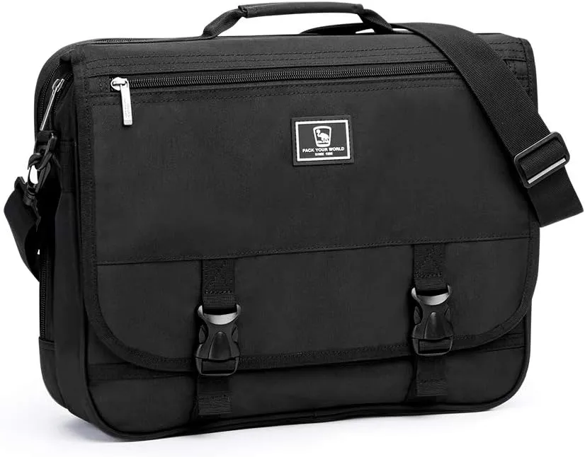 OIWAS Briefcase for 14 Inch Laptop, Messenger Bag for Men Crossbody School Satchel for Boys Multi Pockets Large Capacity Bag with Removable Shoulder Strap