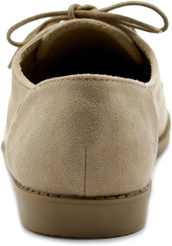 Ollio Women Classic Flat Shoe Lace Up Faux Suede Oxford