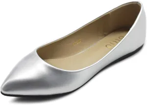Ollio Women's Shoe Ballet Basic Pointed Toe Comfort Enamel Flat