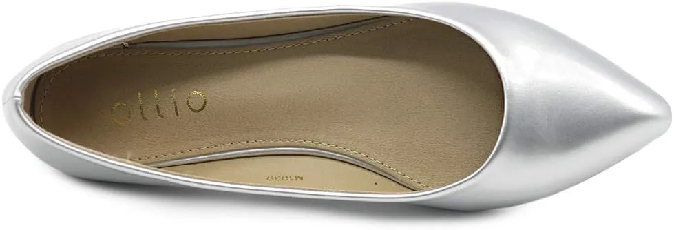 Ollio Women's Shoe Ballet Basic Pointed Toe Comfort Enamel Flat