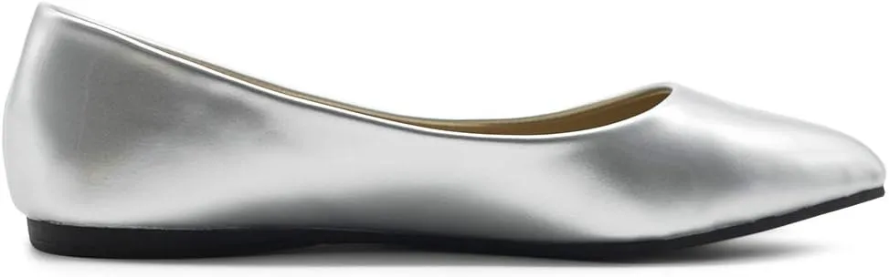 Ollio Women's Shoe Ballet Basic Pointed Toe Comfort Enamel Flat