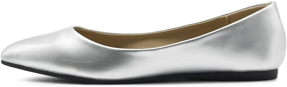 Ollio Women's Shoe Ballet Basic Pointed Toe Comfort Enamel Flat