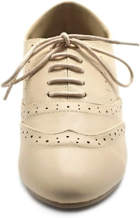 Ollio Women's Shoe Classic Lace Up Dress Low Flat Heel Oxford