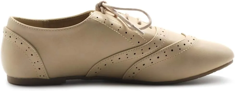 Ollio Women's Shoe Classic Lace Up Dress Low Flat Heel Oxford