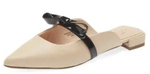 On New Bow York Flat Sale event Leather Toe Cecelia Flat Mule Sandals Pointed Exclusive discounts Slip Bethel