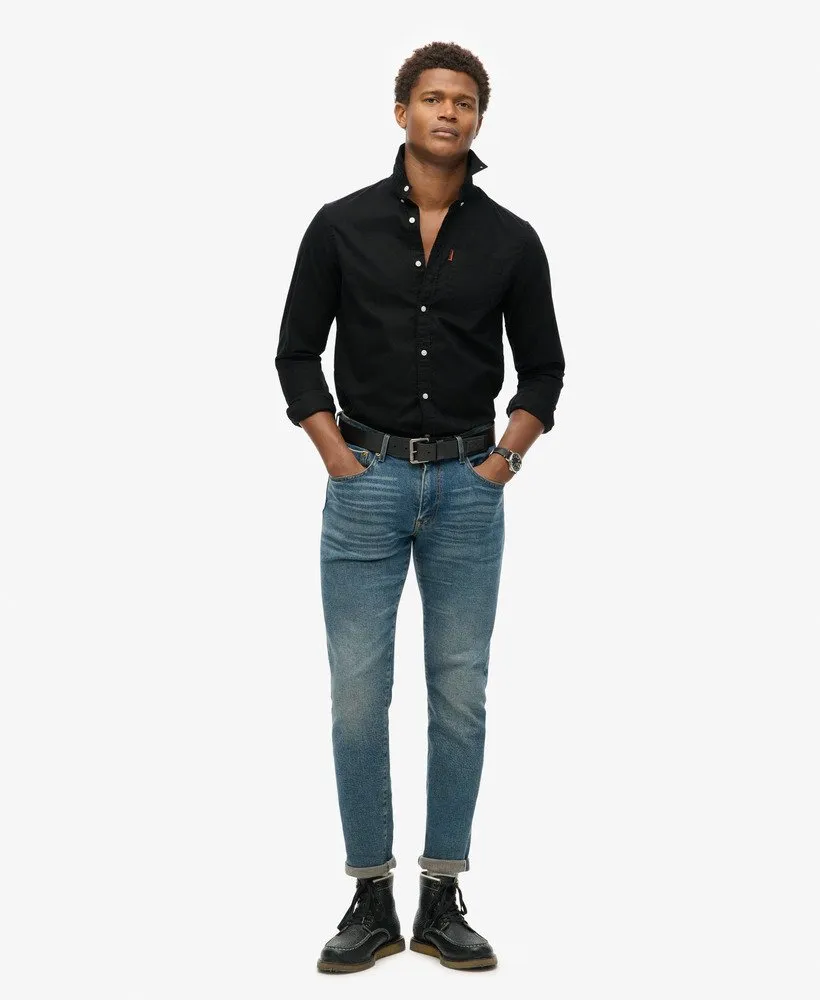 Organic Cotton Long Sleeve Oxford Shirt | Black