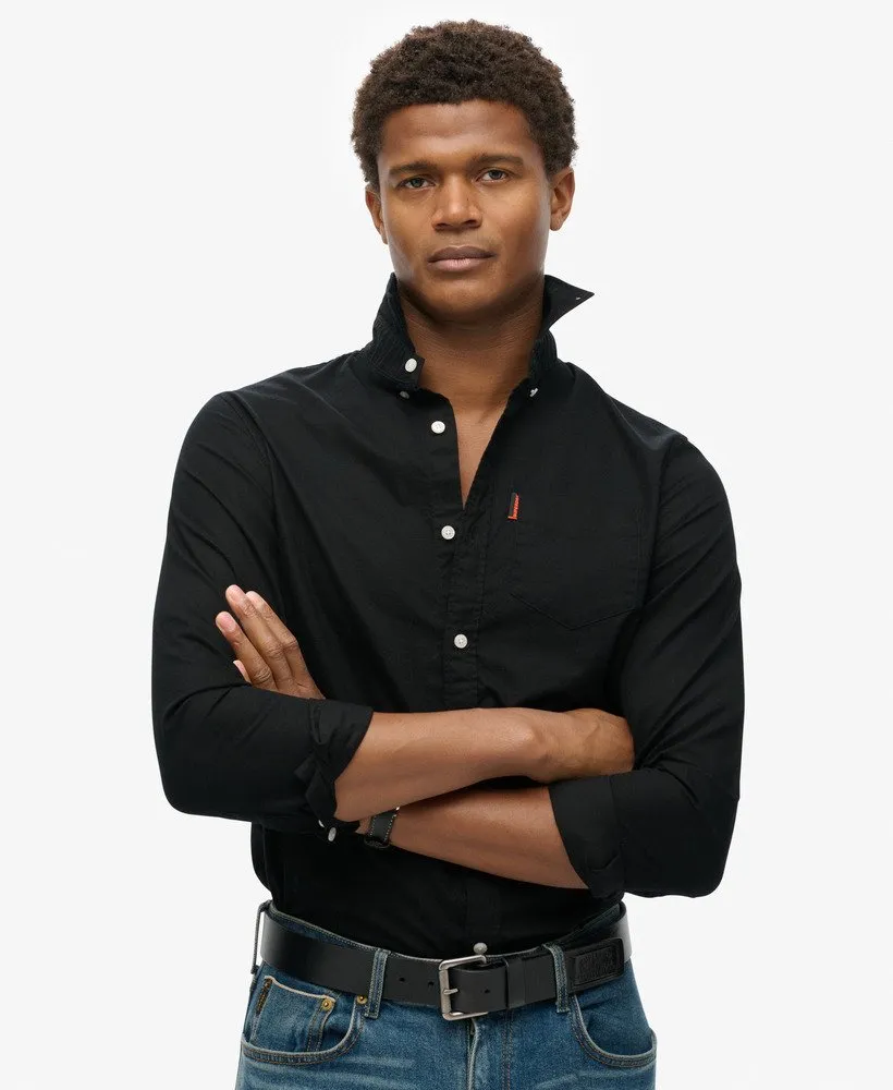 Organic Cotton Long Sleeve Oxford Shirt | Black