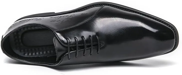 Oxford Shoes for Men Lace Up Retro Square Burnished Toe Pattern Embossed Vegan Leather Low Top Block Heel Resistant Non Slip Rubber Sole Business