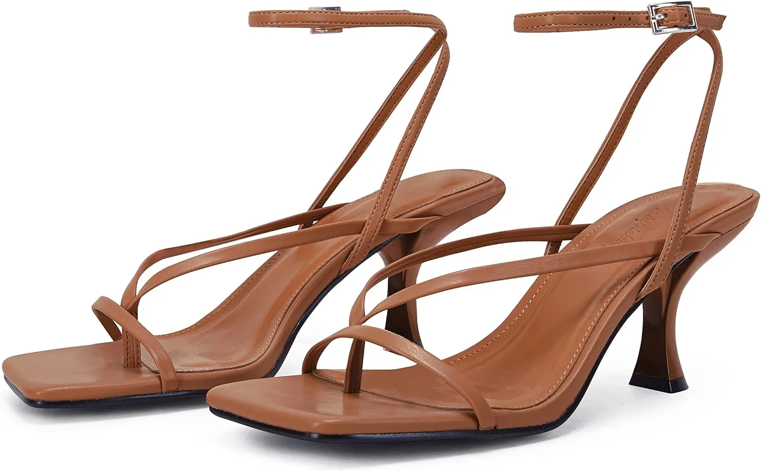 PiePieBuy Women's Lace Up Heeled Sandals Square Flip Flop High Heels Strappy Party Shoes