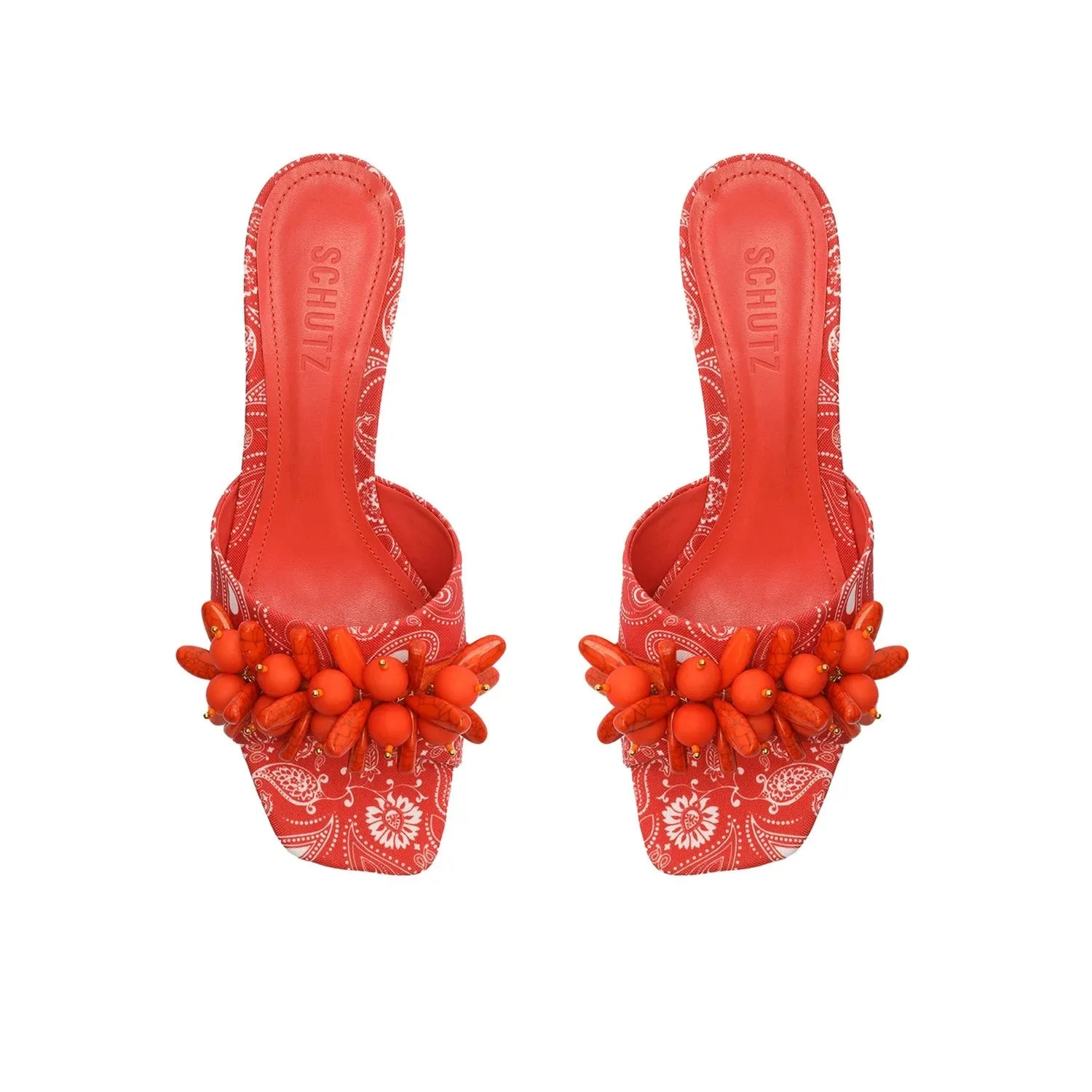 Problem-solving Toe Heel Open Outstanding Schutz Squared Dethalia Coral Kitten Embellished On Sandals Slip