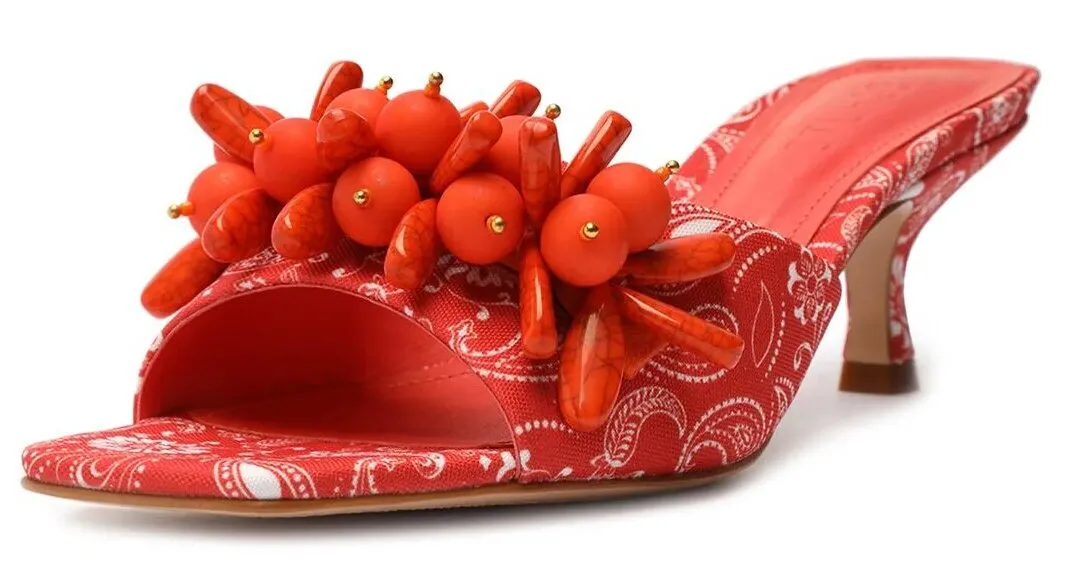 Problem-solving Toe Heel Open Outstanding Schutz Squared Dethalia Coral Kitten Embellished On Sandals Slip